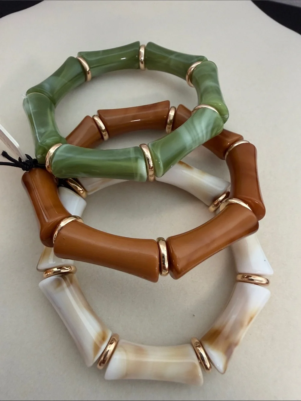 Piper K | Marbled Neutral Colored Bangle Stretch Bracelets